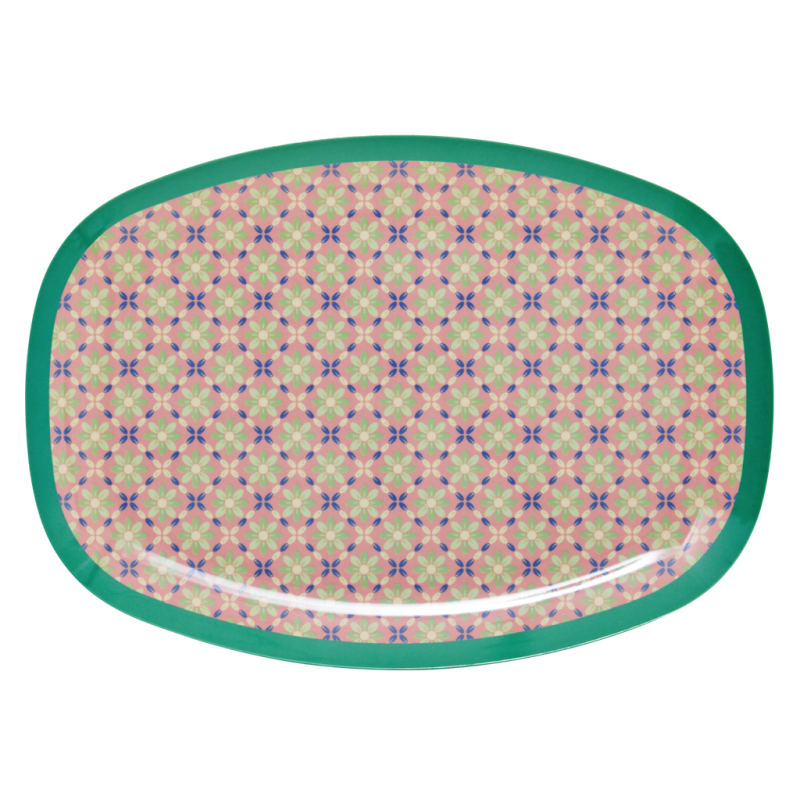 ASSIETTE RECTANGULAIRE MELAMINE FLOWER TILE