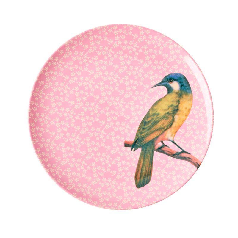 ASSIETTE DESSERT MELAMINE VINTAGE BIRD NOUGAT