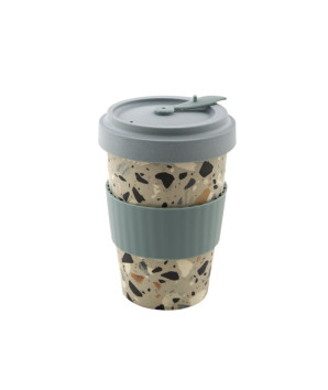 TASSE DE VOYAGE EN FIBRE DE BAMBOU AVEC COUVERCLE REFERMABLE TERRAZZO