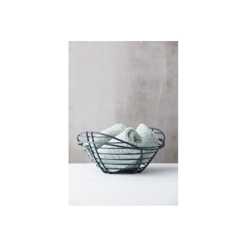 PHIL PANIER BAS LAQUE POUDREE GRIS NOIR 31X28X14CM