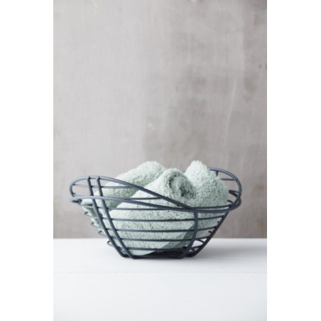 PHIL PANIER BAS LAQUE POUDREE GRIS NOIR 31X28X14CM