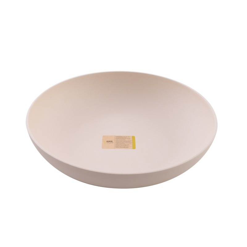 SALADIER EN FIBRE DE BAMBOU BLANC CASSE Ø 32.5CM H 7.5CM