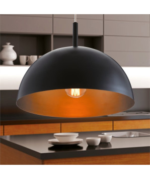 SUSPENSION METAL DOME NOIR/OR