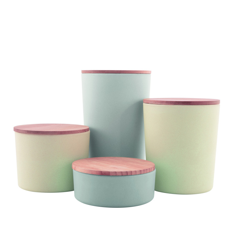 PETITE BOITE EN FIBRE DE BAMBOU GRIS CIMENT Ø 12CM H 5.2CM