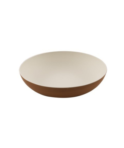 SALADIER EN FIBRE DE BAMBOU BLANC ET ORANGE Ø 32CM H 6.9CM