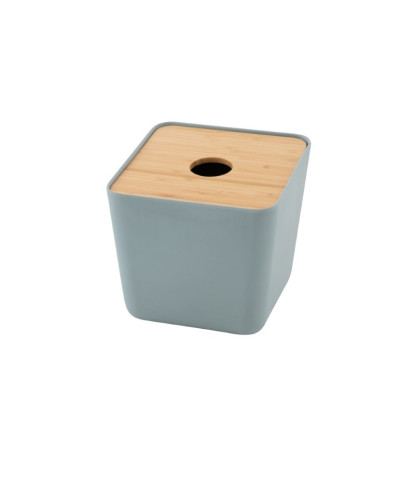 BOITE MOUCHOIR FIBRE BAMBOU, COUV. BAMBOU BLEU BR.  15X15.3X15.5CM 