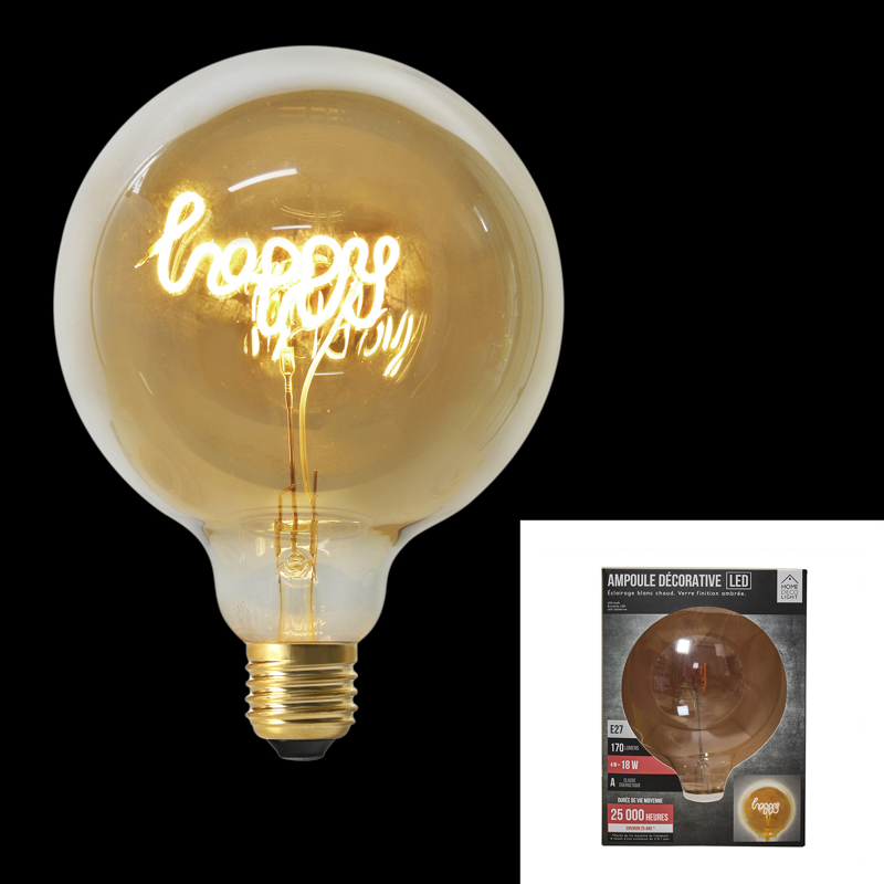AMPOULE G125 E27 HAPPY AMBRE 4W