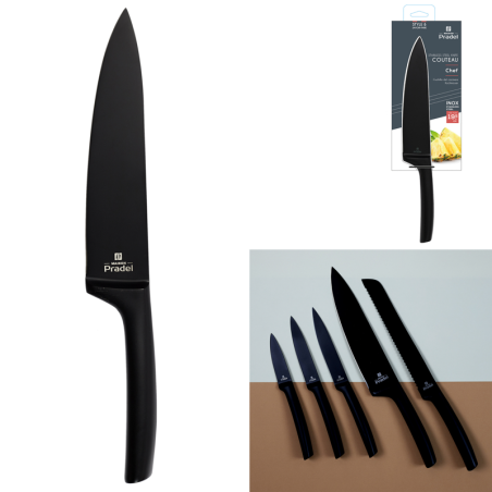 COUTEAU ACIER INOXYDABLE NOIR LAME 20CM
