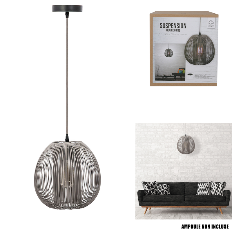 SUSPENSION BOULE FILAIRE GRIS