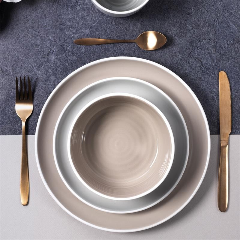 ASSIETTE BICOLORE GRISE 20CM 