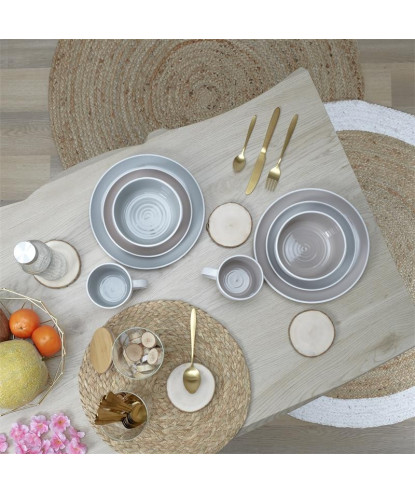 ASSIETTE BICOLORE GRISE 20CM 