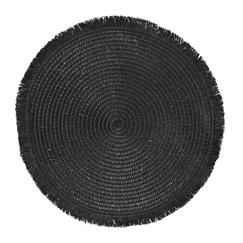 SET DE TABLE ROND FRANGE NOIR D38CM