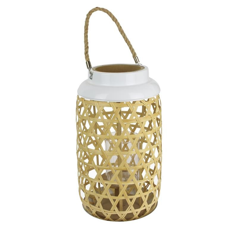 LANTERNE TRESSEE BLANC H38.5CM M6