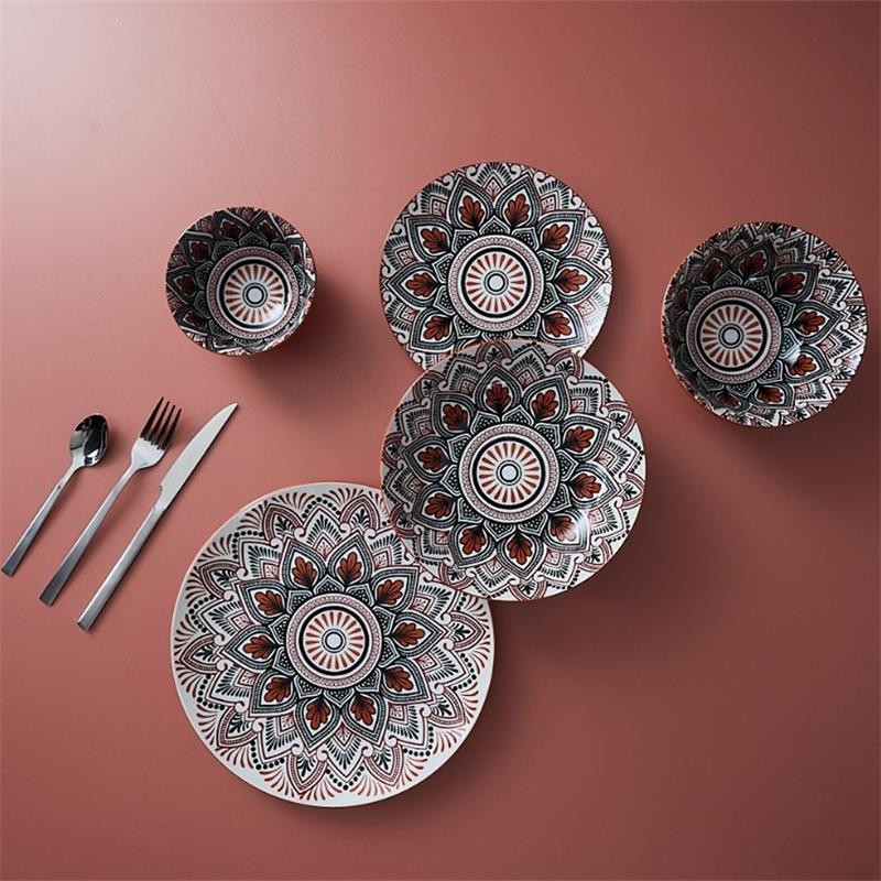 ASSIETTE CREUSE MANDALA ORANGE D20CM M12