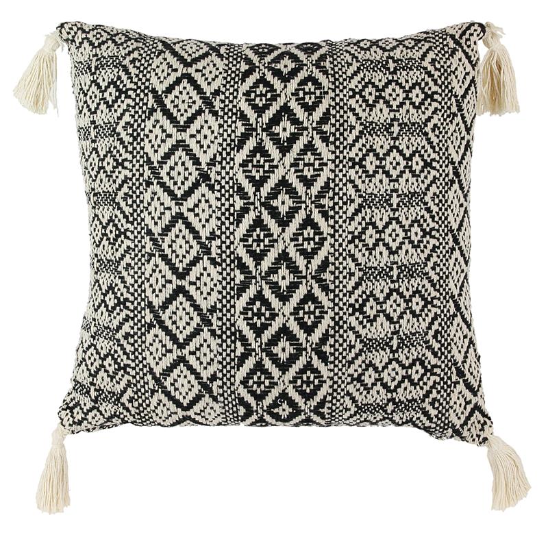COUSSIN ETHNIQUE POMPONS BEIGE 40X40CM M8