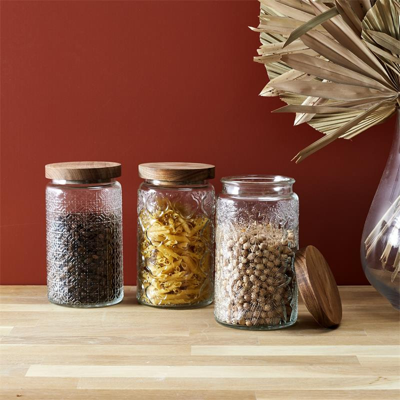 BOCAL A RELIEFS AVEC COUVERCLE ACACIA 100CL