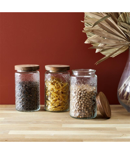 BOCAL A RELIEFS AVEC COUVERCLE ACACIA 100CL