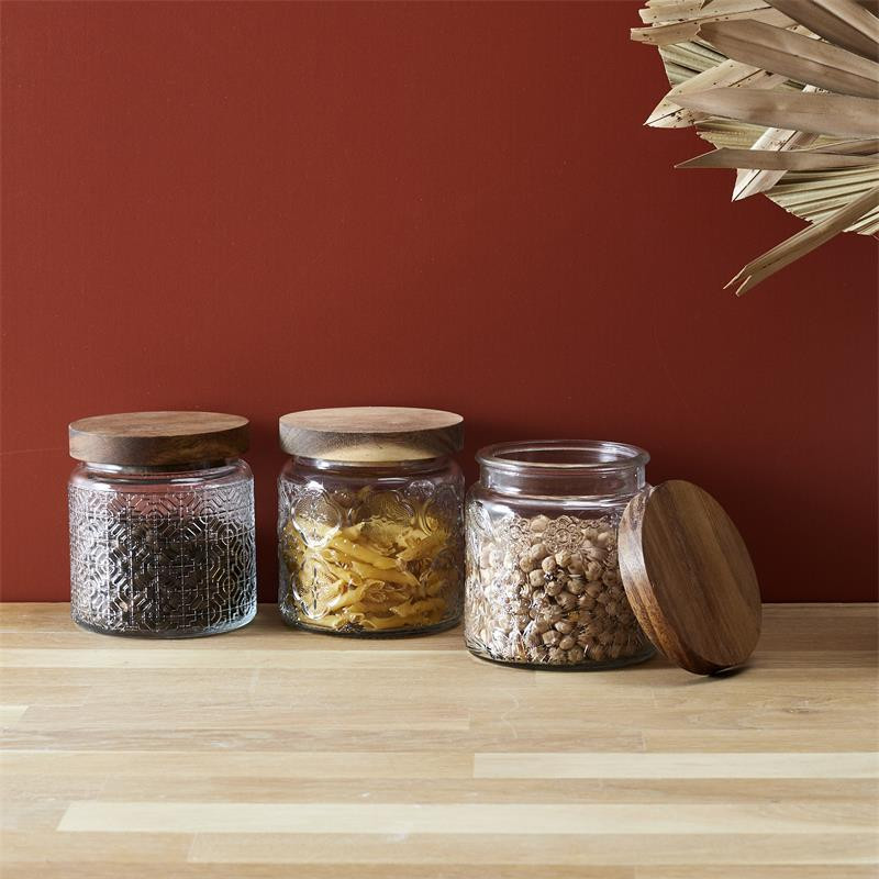 BOCAL A RELIEFS AVEC COUVERCLE ACACIA 50CL
