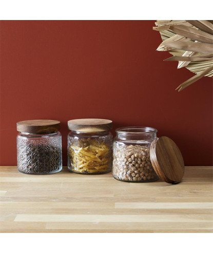 BOCAL A RELIEFS AVEC COUVERCLE ACACIA 50CL