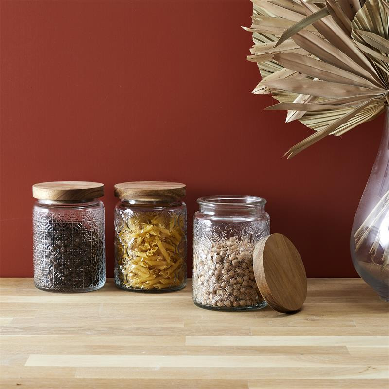 BOCAL A RELIEFS AVEC COUVERCLE ACACIA 70CL
