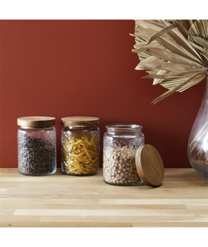 BOCAL A RELIEFS AVEC COUVERCLE ACACIA 70CL