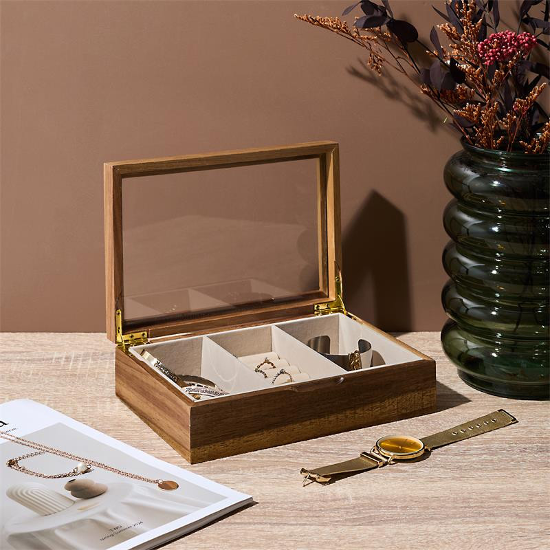 BOITE A BIJOUX VERRE ET BOIS
