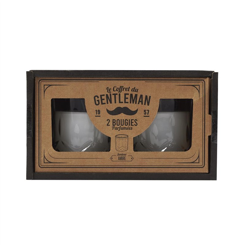 BOUGIE PARFUMEE X2 COFFRET VERRE A WHISKY M12