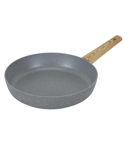 POELE ALUMINIUM FORGE MANCHE EFFET BOIS 28CM