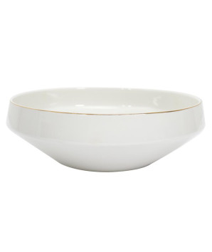 SALADIER EN PORCELAINE LISERE DORE D25CM