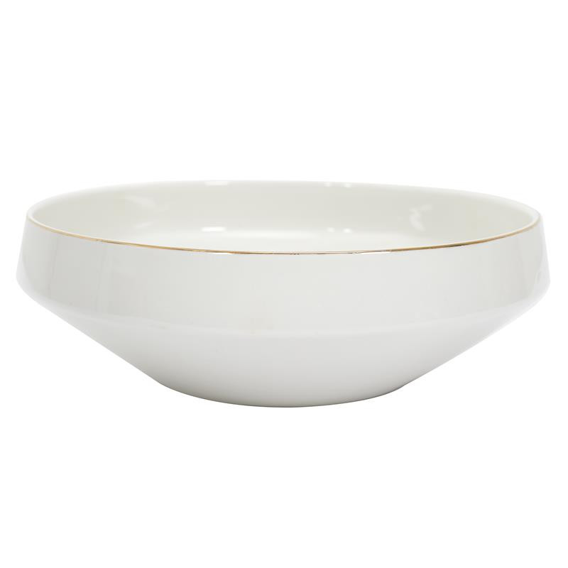 SALADIER EN PORCELAINE LISERE DORE D25CM