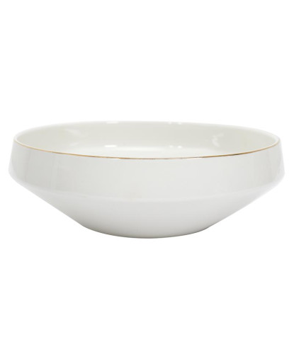 SALADIER EN PORCELAINE LISERE DORE D25CM