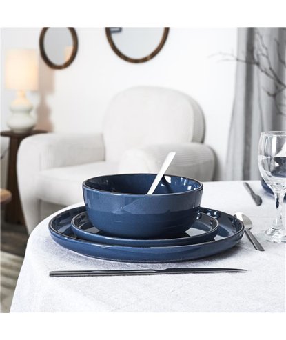 SERVICE VAISSELLE 12PCS GRES DU TEMPS BLEU