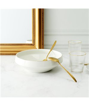 SALADIER EN PORCELAINE LISERE DORE D25CM