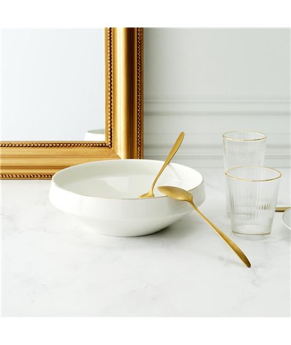 SALADIER EN PORCELAINE LISERE DORE D25CM