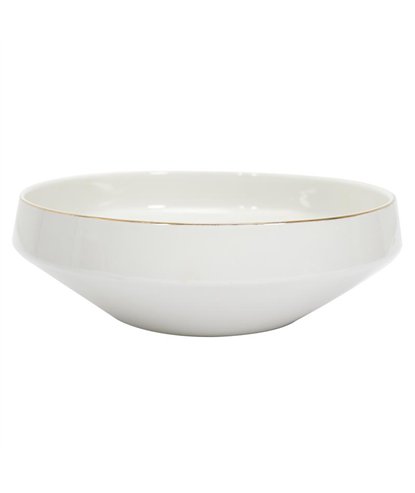 SALADIER EN PORCELAINE LISERE DORE D25CM