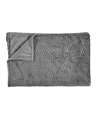 PLAID FLANELLE EMBOSSE GRIS FONCE 150X200CM