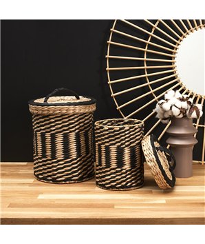 PANIER TRESSE AVEC COUVERCLE X2