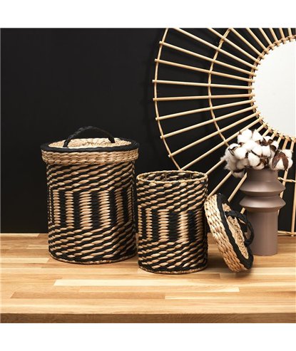 PANIER TRESSE AVEC COUVERCLE X2