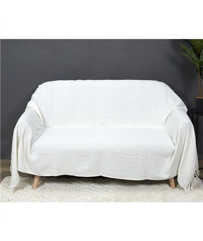 JETE DE CANAPE GAUFRE IVOIRE 150X200CM