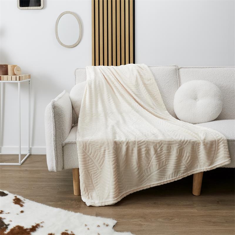 PLAID FLANELLE EMBOSSE CREME 150X200CM