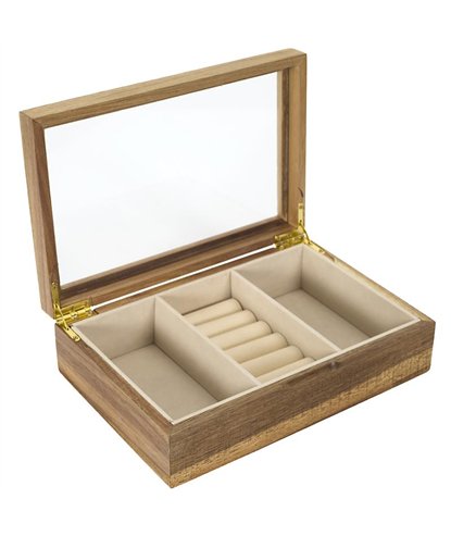 BOITE A BIJOUX VERRE ET BOIS