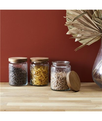 BOCAL A RELIEFS AVEC COUVERCLE ACACIA 70CL