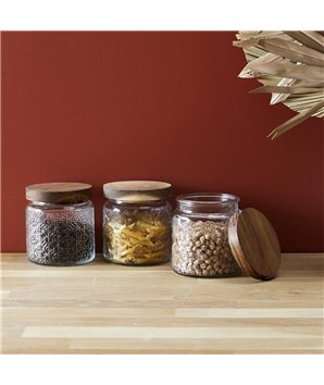 BOCAL A RELIEFS AVEC COUVERCLE ACACIA 50CL