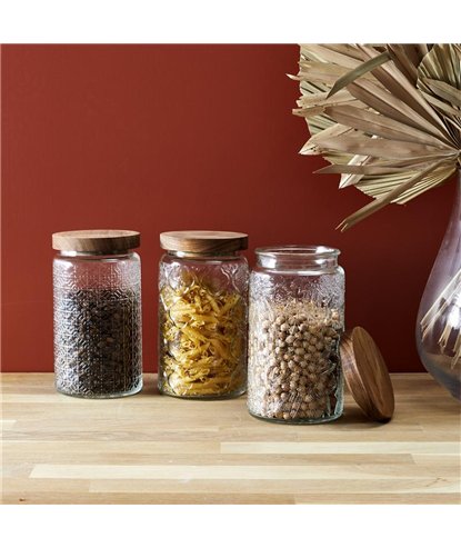 BOCAL A RELIEFS AVEC COUVERCLE ACACIA 100CL