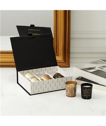 BOUGIE PARFUMEE X6 COFFRET NOIR HOME DECO ART