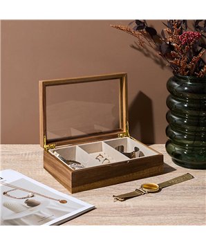 BOITE A BIJOUX VERRE ET BOIS