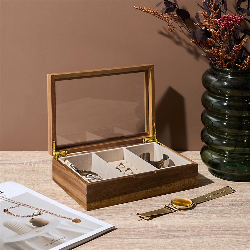 BOITE A BIJOUX VERRE ET BOIS