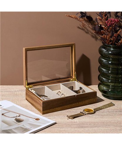 BOITE A BIJOUX VERRE ET BOIS