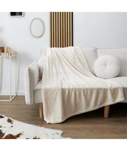PLAID FLANELLE EMBOSSE CREME 150X200CM